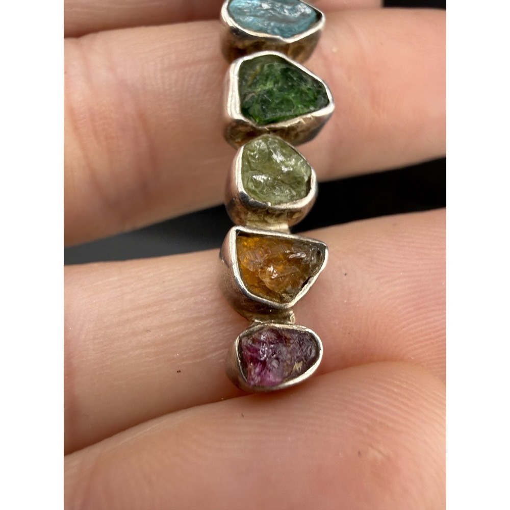 Vintage Seven Chakra Stones Pendant Silver Tone - Picture 5 of 9